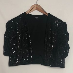 ONYX Nite Xl Black Sequin Cropped Jacket